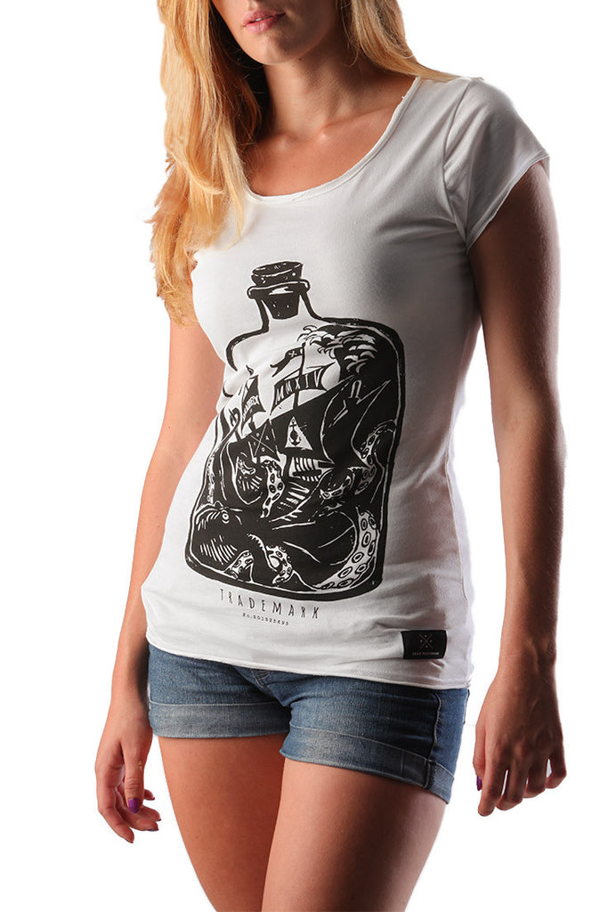Dead Reckoning, Ladies Tee, Cotton, Bottle, Shipwreck, Ocean, South African, Clothing, Brand